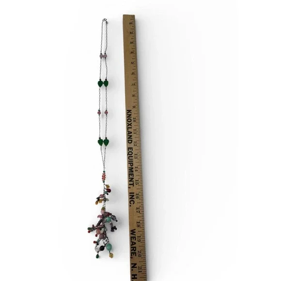 Vintage Sterling Silver 925 Lucy Issacs Style Glass‎ Bead 28 Charm Necklace